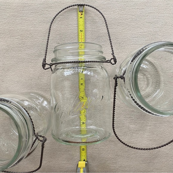 Set Of Three Beautiful Vintage Clear Glass Twisted Metal Hanging Lanterns, Vases - Picture 11 of 13
